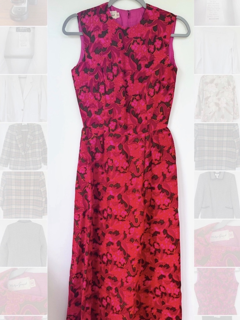 Vintage 1960’s Midge Grant Floral Dress in Pink & Red